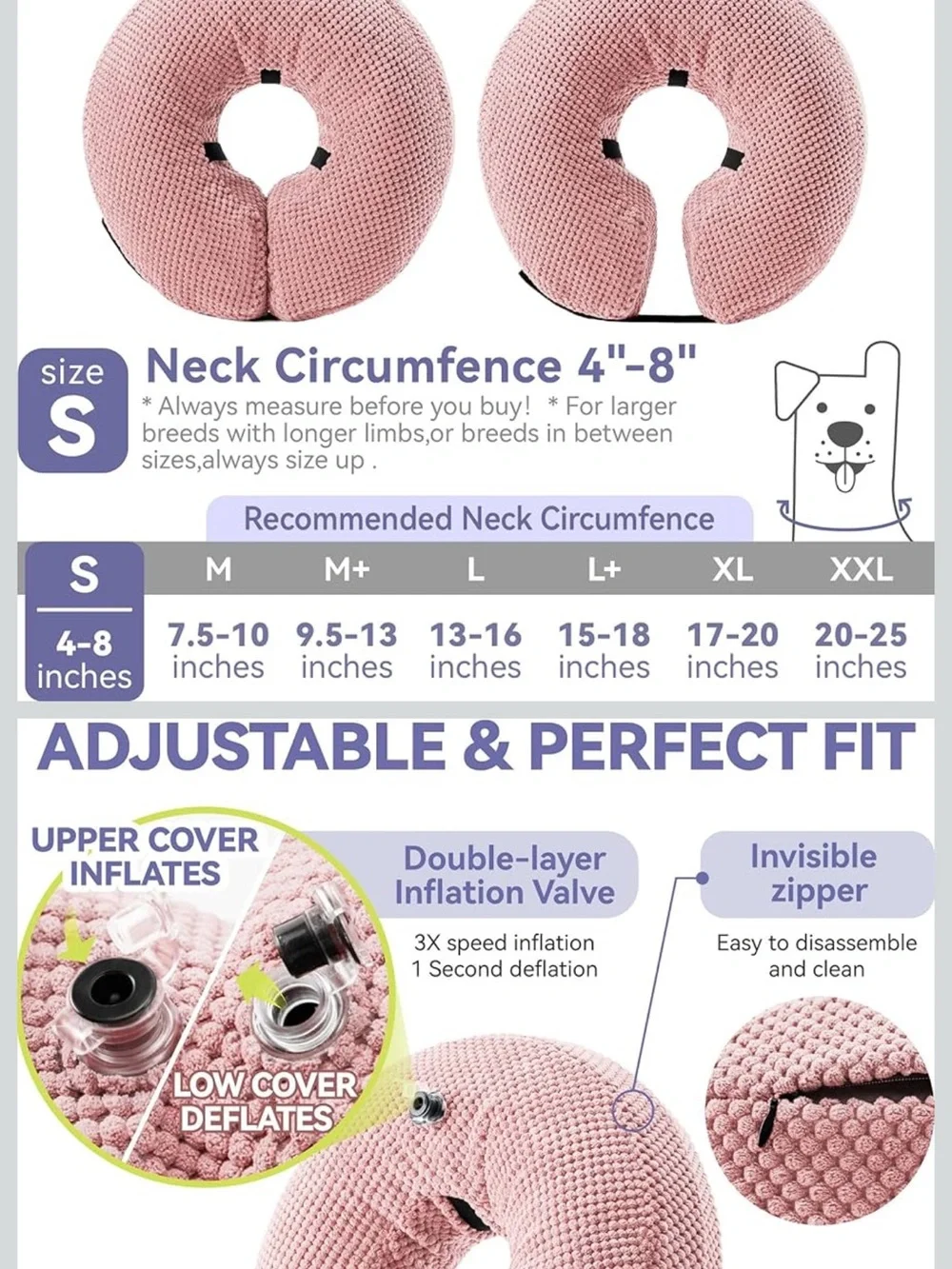 Pink Donut Recovery Collar for Dogs - Soft Lazy Cone